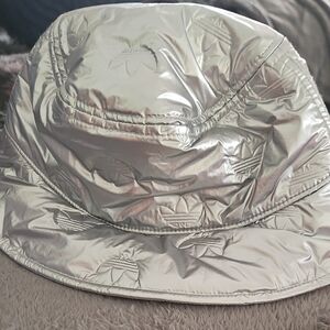 Adidas Metallic Quilted Puffy Silver Bucket Hat - New with Tags